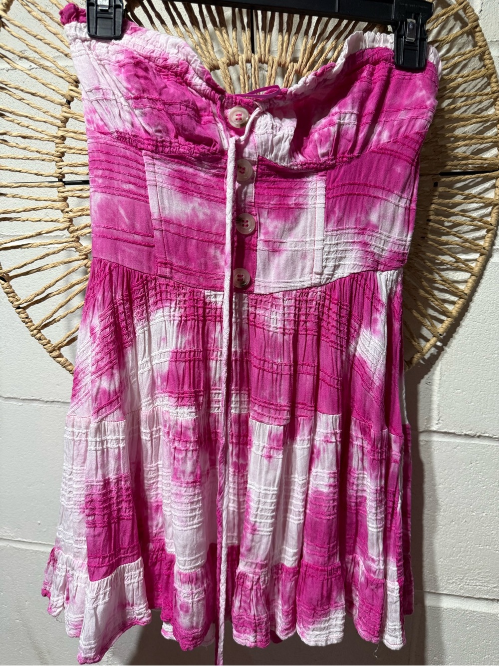 Skylar + Madison Pink and White Tie-Dye Strapless Sundress